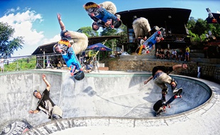 Le skateur brésilien Pedro Barros en action.